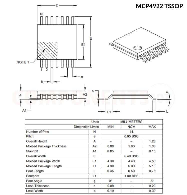 MCP4922 TSSOP 2D Model