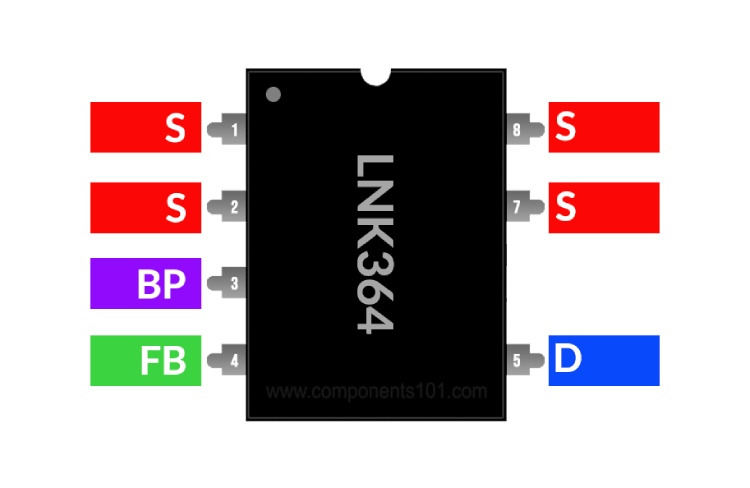 LNK364PN AC-DC Offline Switcher IC Pinout