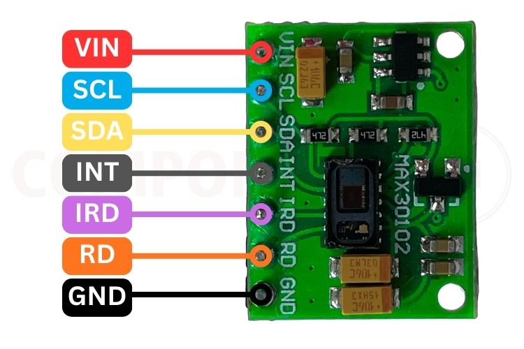 MAX30102 sensor pinout diagram