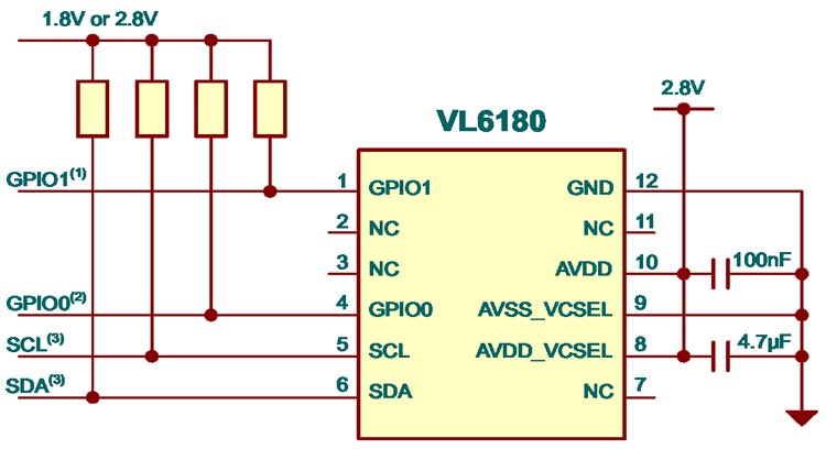 VL6180 Application Circuit Diagram